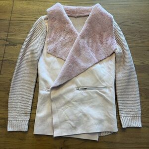Pink Fuzzy Cardigan with Wrap Design